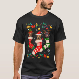 Kerstmis Pitbull Sock Kerstmis Rendier Kerstman EL T-shirt
