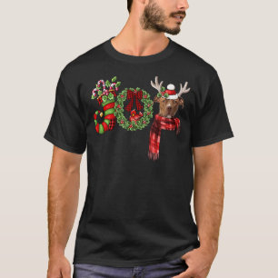 Kerstmis Pitbull Vreugde Rendier Xmas Grappig T-shirt