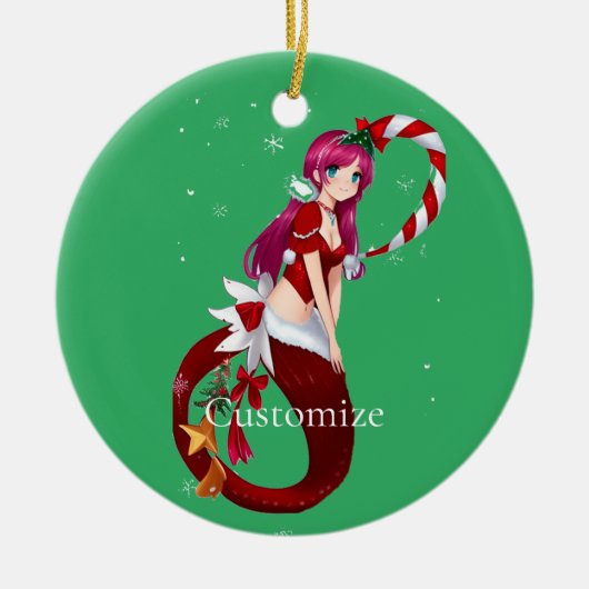 Kerstmis Pixie Zeemeermin Thunder_Cove Keramisch Ornament (Voorkant)