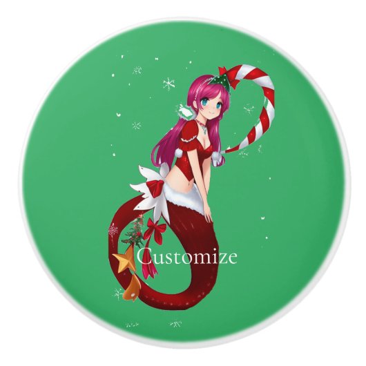 Kerstmis Pixie Zeemeermin Thunder_Cove Keramische Knop (Voorkant)