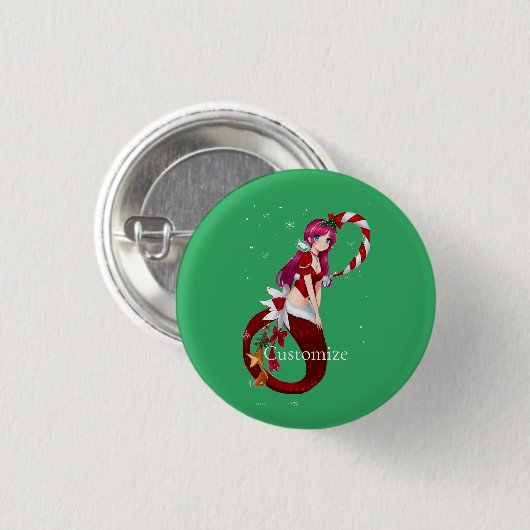 Kerstmis Pixie Zeemeermin Thunder_Cove Ronde Button 3,2 Cm (Voorkant /achterkant)