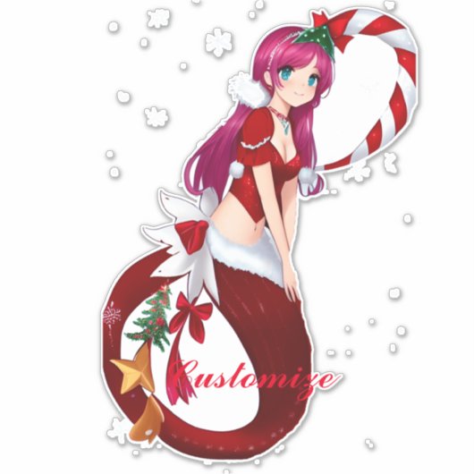 Kerstmis Pixie Zeemeermin Thunder_Cove Sticker (Voorkant)