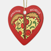 Kerstmis Pizza Funny Couple Monogram Namen Keramisch Ornament (Links)