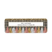 Kerstmis plaid en glitter naam etiket (Voorkant)