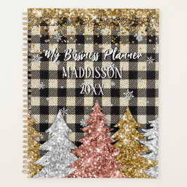 Kerstmis plaid en glitter naam planner