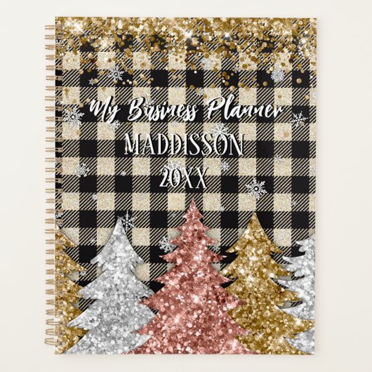 Kerstmis plaid en glitter naam planner (Voorkant)