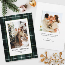 Kerstmis Plaid Familie Foto Donkergroene Tartan