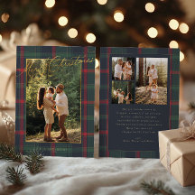 Kerstmis Plaid Folie Familie Foto Vakantie