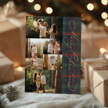Kerstmis Plaid Folie Familie Foto Vakantie