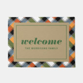 Kerstmis Plaid Gepersonaliseerd Welkom Deurmat (Voorkant)