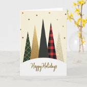 Kerstmis Plaid Gouden Bomen Kaart (Gele Bloem)