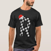 Kerstmis Plaid Hoofdletter R Santa Monogram Kerstm T-shirt (Voorkant)