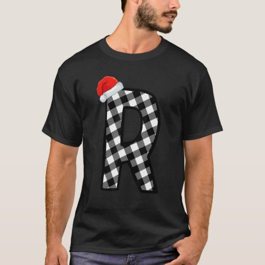 Kerstmis Plaid Hoofdletter R Santa Monogram Kerstm T-shirt (Voorkant)
