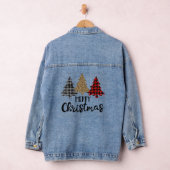 Kerstmis Plaid Luipaard Bomen Denim Jacket (Hangar)