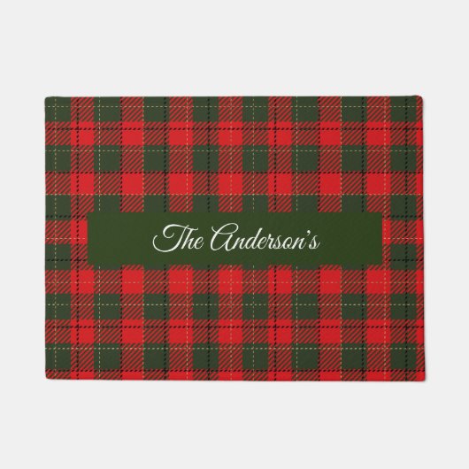 Kerstmis Plaid met familienaam of aangepaste tekst Deurmat (Voorkant)