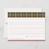 Kerstmis Plaid Receptkaart (Achterkant)