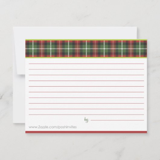 Kerstmis Plaid Receptkaart (Achterkant)