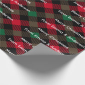 Kerstmis Plaid Rood Groen Geruit Patroon Cadeaupapier (Hoek)