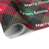 Kerstmis Plaid Rood Groen Geruit Patroon Cadeaupapier (Rol Hoek)