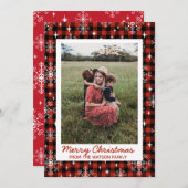 Kerstmis Plaid Sneeuw Foto Feestdagenkaart (Voorkant / Achterkant)