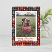 Kerstmis Plaid Sneeuw Foto Feestdagenkaart (Staand voorkant)