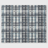 Kerstmis Plaid Sneeuwvlok & Boom Cadeaupapier (Vlak)