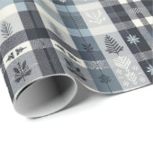 Kerstmis Plaid Sneeuwvlok & Boom Cadeaupapier (Rol Hoek)
