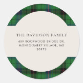 Kerstmis Plaid Tartan Groen Aangepast Adres Ronde Sticker (Voorkant)