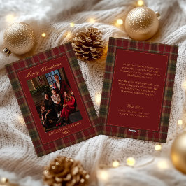 Kerstmis Plaid Traditionele Familiefoto Feestdagenkaart