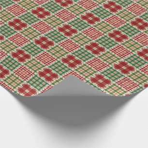 Kerstmis Plaids Quilt en Kruissteek Patronen Cadeaupapier
