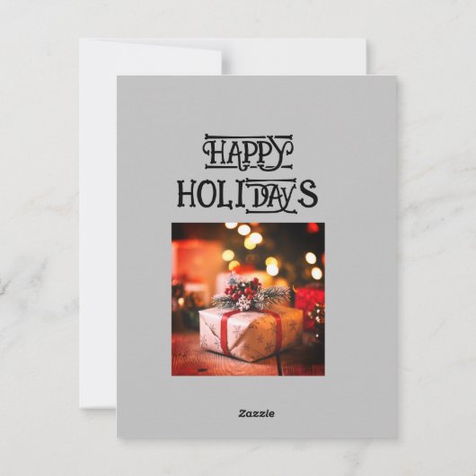 Kerstmis Plat Kerstkaart, Afmeting: 4.25" x 5.5", Feestdagenkaart (Achterkant)