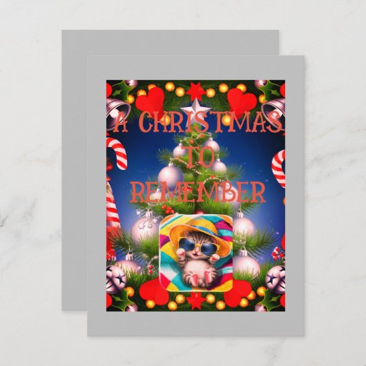 Kerstmis Plat Kerstkaart, Afmeting: 4.25" x 5.5", Feestdagenkaart (Voorkant / Achterkant)