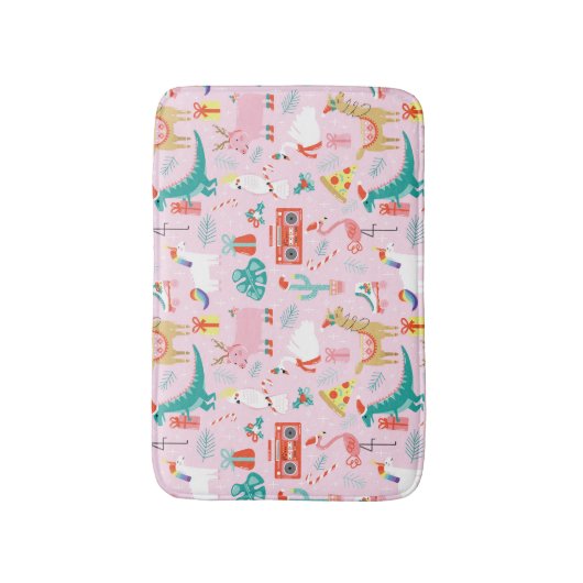 Kerstmis plezier: Dierlijk naadloos patroon. Badmat (Voorkant Verticaal)