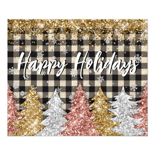 Kerstmis pllaid en glitter met tekst foto afdruk (Voorkant)