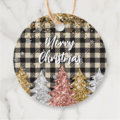 Kerstmis pllaid en glitter Vrolijk Kerstfeest Bedankjes Labels (Voorkant)