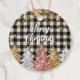 Kerstmis pllaid en glitter Vrolijk Kerstfeest Bedankjes Labels