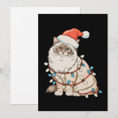 Kerstmis Pluche Kat Kerstmuts Kerstverlichting Feestdagenkaart (Voorkant / Achterkant)