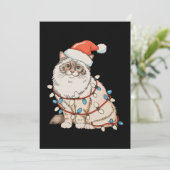 Kerstmis Pluche Kat Kerstmuts Kerstverlichting Feestdagenkaart (Staand voorkant)