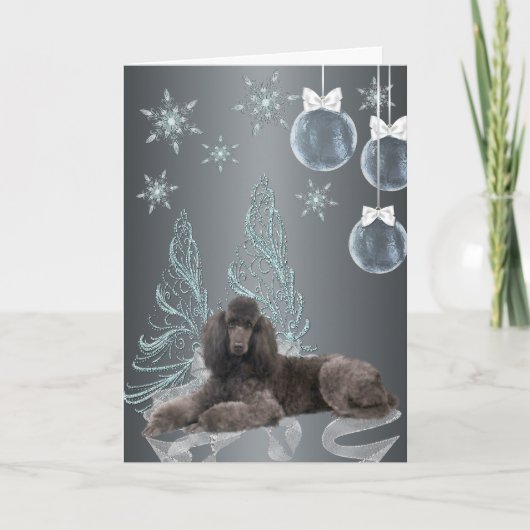 Kerstmis poedel feestdagen kaart (Voorkant)