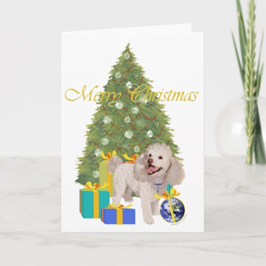 Kerstmis poedel feestdagen kaart (Voorkant)