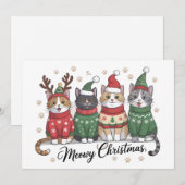 Kerstmis poes Cute katten met kerstman hoed Feestdagenkaart (Voorkant / Achterkant)