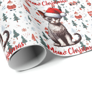 Kerstmis poes Devon Rex kat, Xmas Kerstman kitten Cadeaupapier