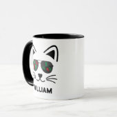Kerstmis poes kat zonnebril koffiemok mok (Voorkant links)