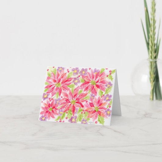 Kerstmis Poinsettia Blank Elke Gelegenheid Note Ka Bedankkaart (Voorkant)