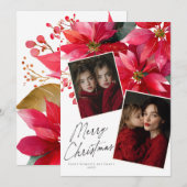 Kerstmis Poinsettia Bloem Kerstkaart (Voorkant / Achterkant)