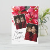 Kerstmis Poinsettia Bloem Kerstkaart (Staand voorkant)