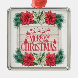Kerstmis Poinsettia Bloemen Metalen Ornament
