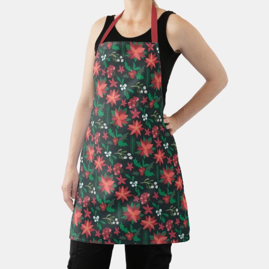  Kerstmis Poinsettia Bloemenpatroon Schort (Insitu)