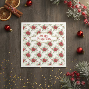 Kerstmis Poinsettia Bloemstuk Vakantiedag Patroon Servet