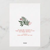 Kerstmis Poinsettia Botanicals Fotocollage Folie Feestdagenkaart (Achterkant)